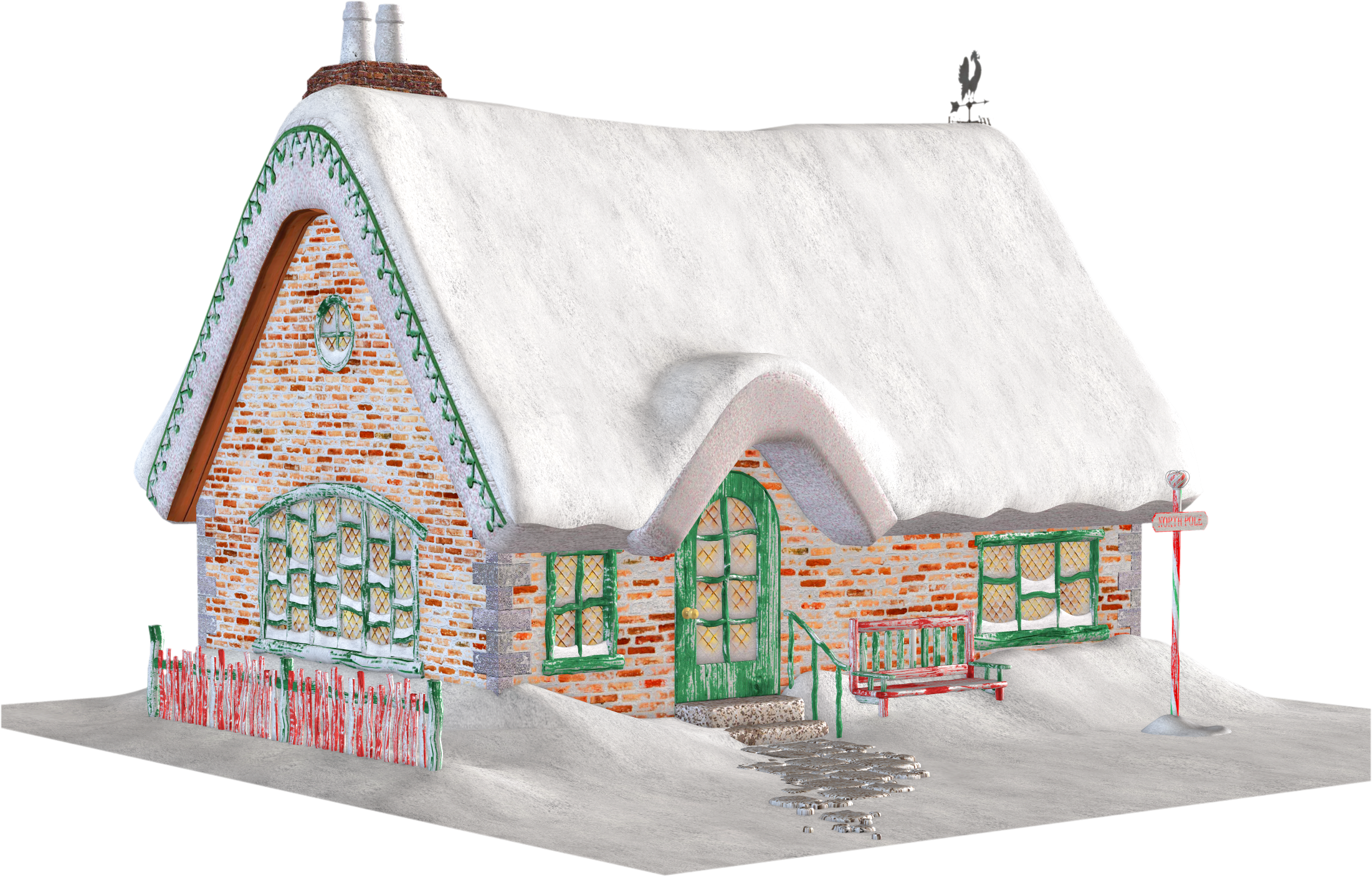 Free Christmas Cottage Clipart